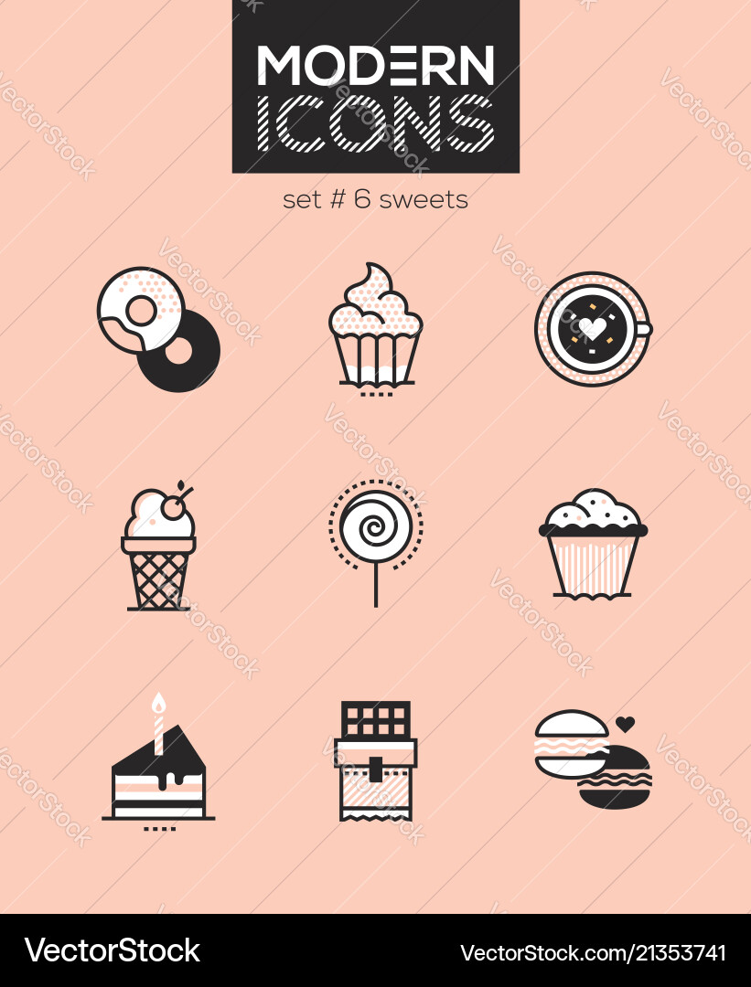 Sweets - set of line design style icons Sweets - set of line design style icons Vector Image
