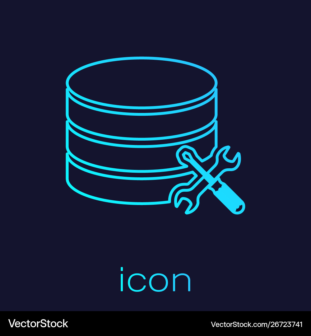 Turquoise line database server with screwdriver Turquoise line database server with screwdriver Vector Image