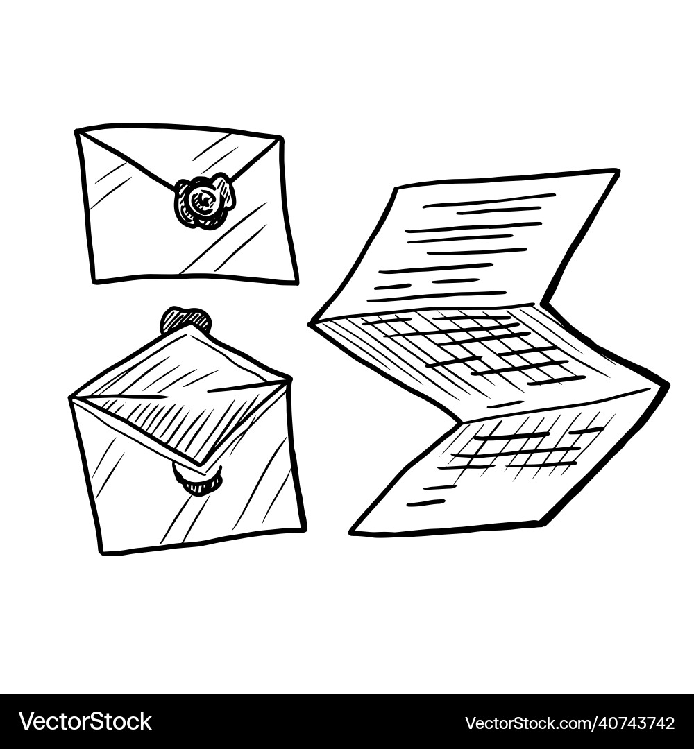 A closed and opened envelope with wax seal A closed and opened envelope with wax seal vector image