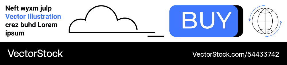 Cloud shape buy button and globe icon displayed Vector Image