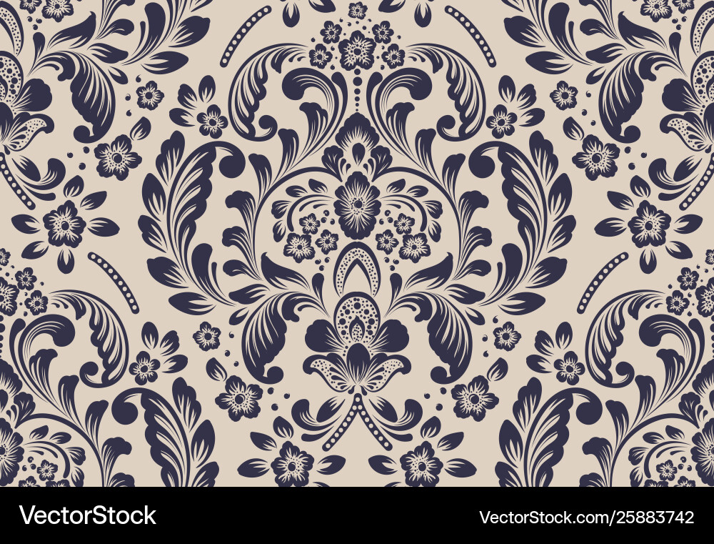 Damask seamless pattern element classical Damask seamless pattern element classical vector image