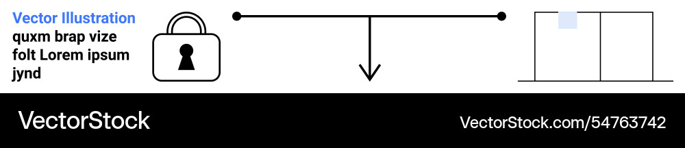 Data security process flow highlighting lock Data security process flow highlighting lock vector image