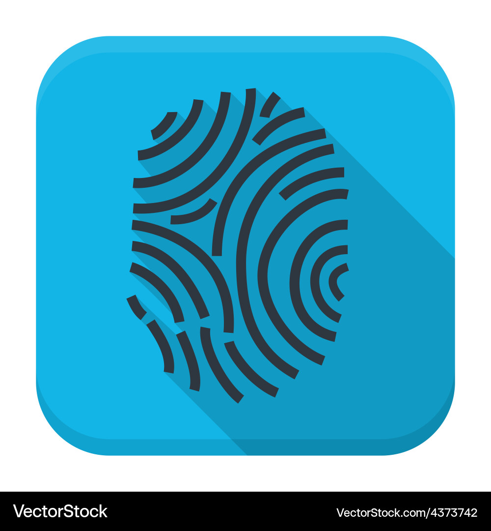 Fingerprint app icon with long shadow vector image