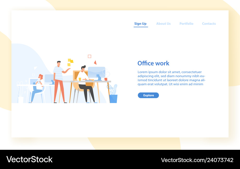 Programmers Working Together - Office Banner vector image