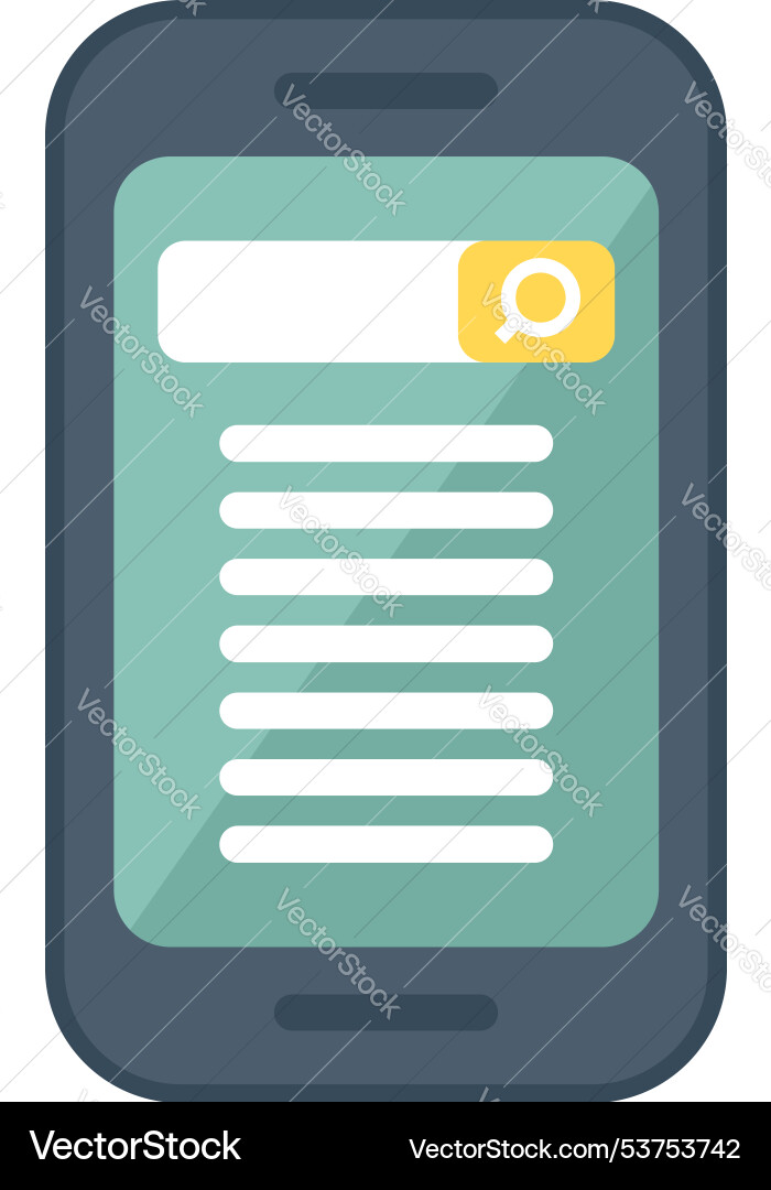 Smartphone displaying search engine results page vector image