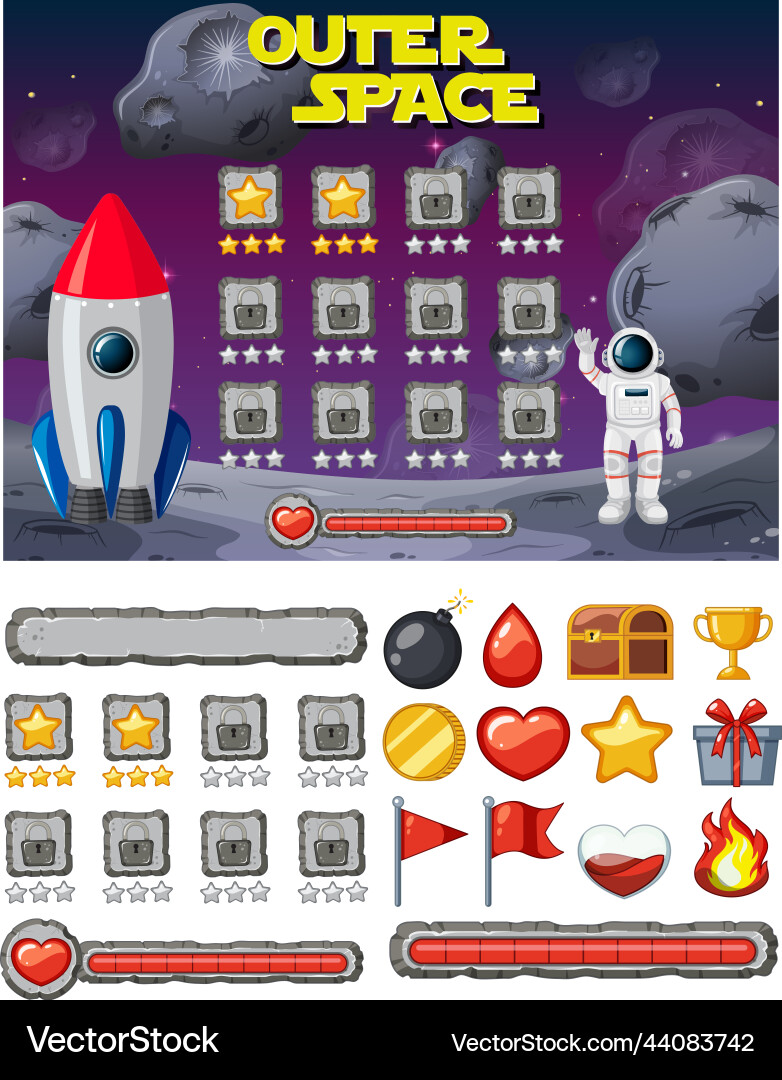 Space game background template and elements Space game background template and elements vector image