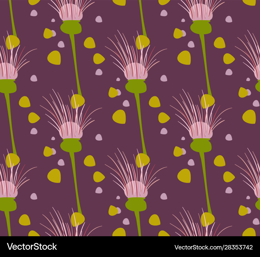 Violet seamless pattern floral design primitive Vector Image