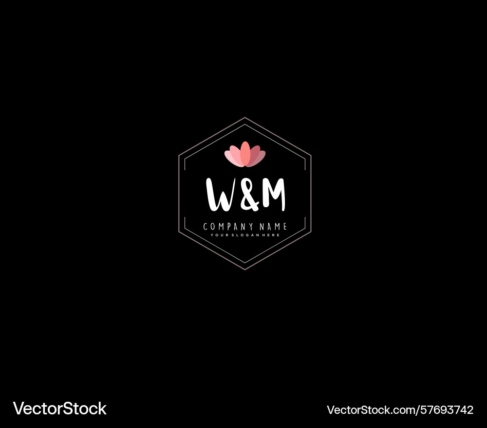 Wm initial logo design with floral Vector Image