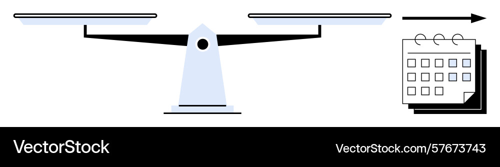 Balanced scale and calendar representing time Balanced scale and calendar representing time vector image