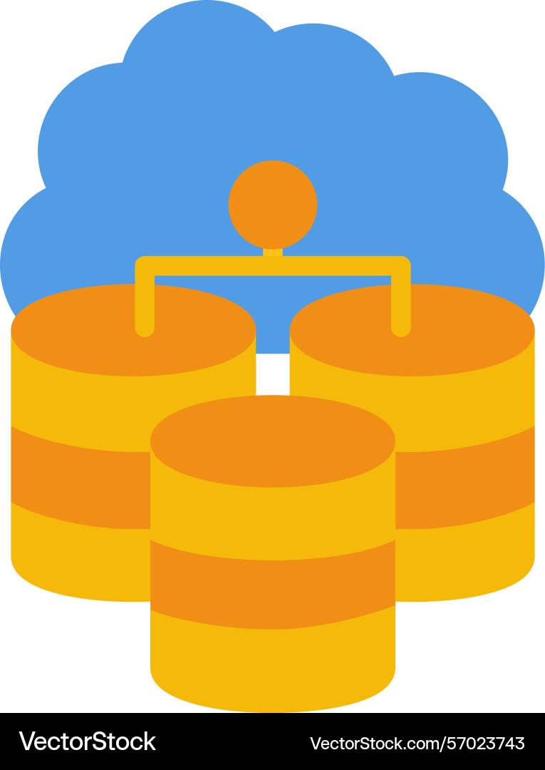 Cloud database flat style icon design vector image