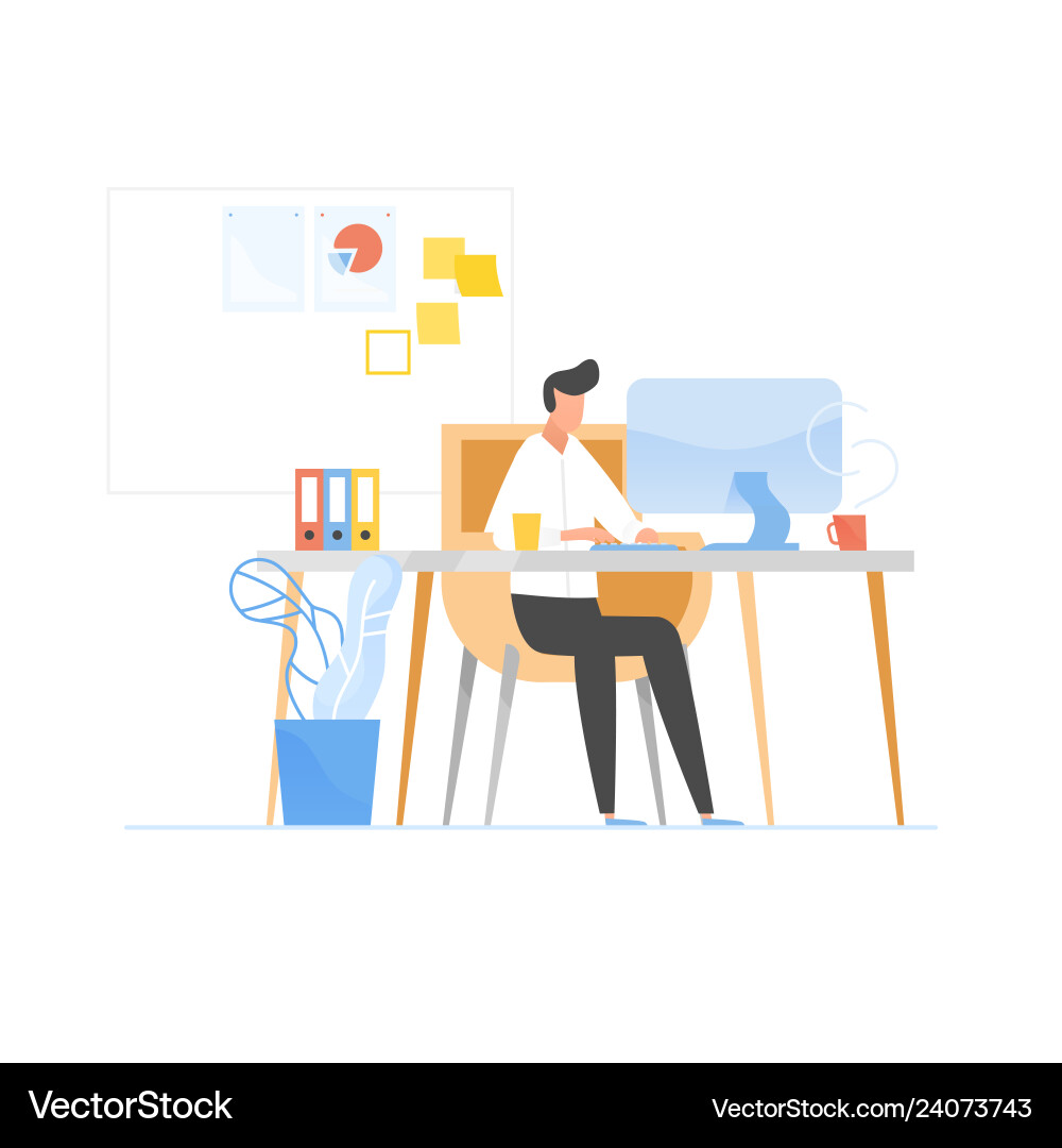 Coder Working at Desk vector image