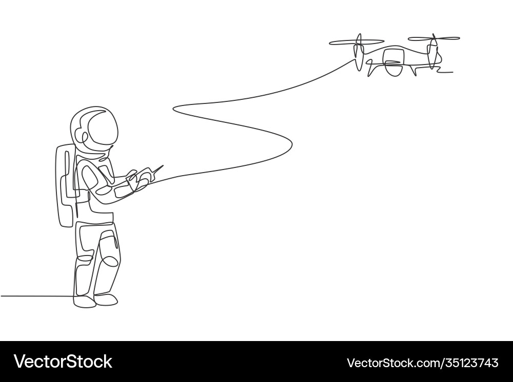Einzelne kontinuierliche Linie Zeichnung Astronaut spielen Einzelne kontinuierliche Linie Zeichnung Astronaut spielen vektorbild