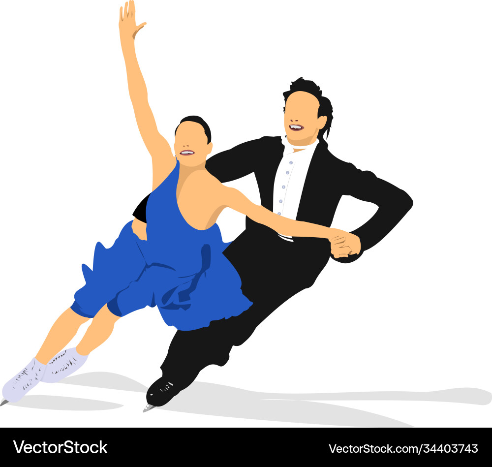 Figur Skating farbige Silhouette 3d Vektorbild