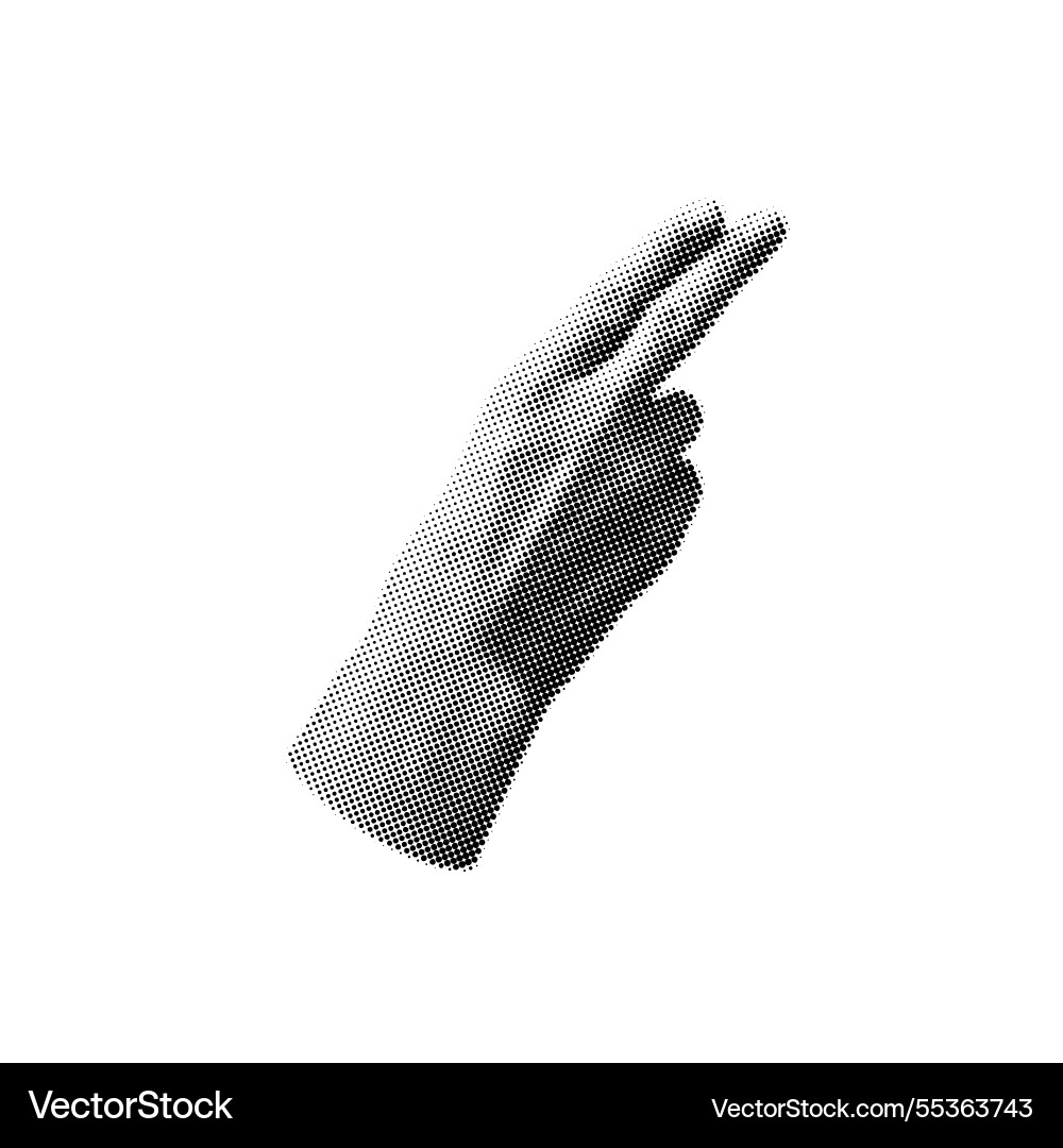 Halftone grainy hand two fingers pointing retro Vector Image