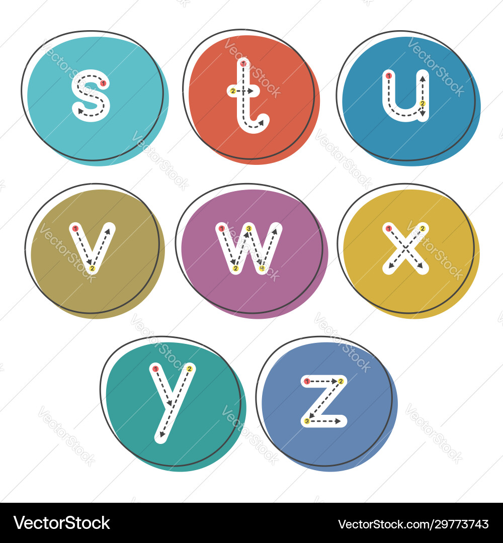 Learn to write letters set 3 small type 2 Learn to write letters set 3 small type 2 vector image