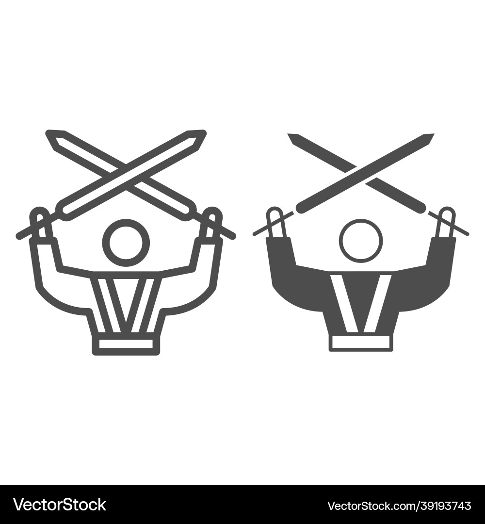 Luke skywalker with swords line and solid icon Luke skywalker with swords line and solid icon Vector Image