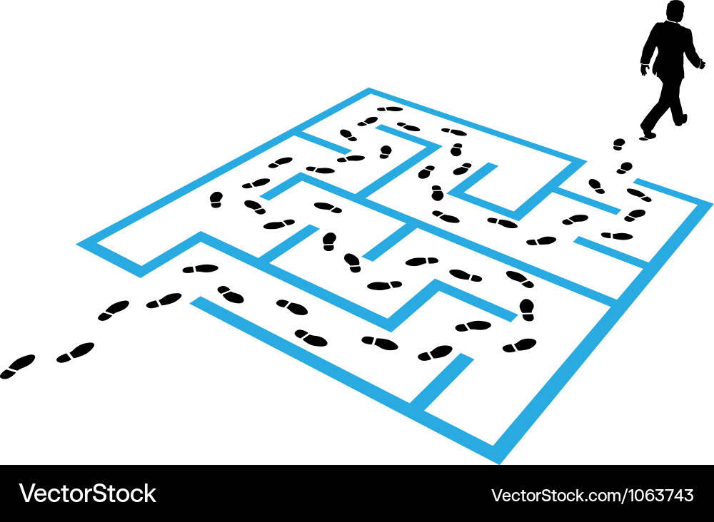 Maze Path Solution Puzzle Vector Image