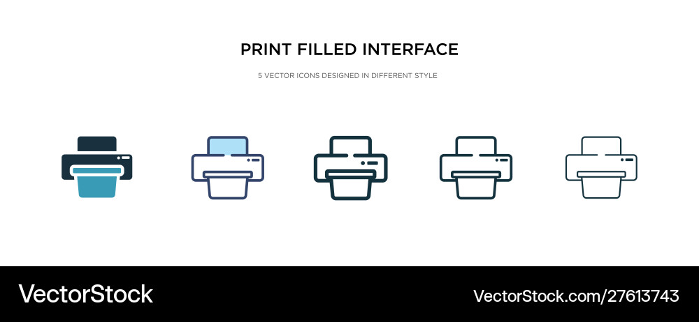 Print filled interface tool icon in different vector image
