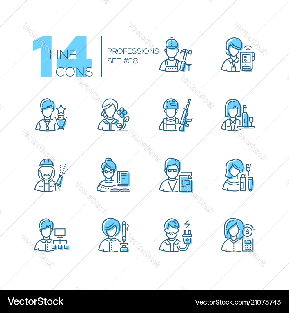 Professions - set of line design style icons Professions - set of line design style icons vector image