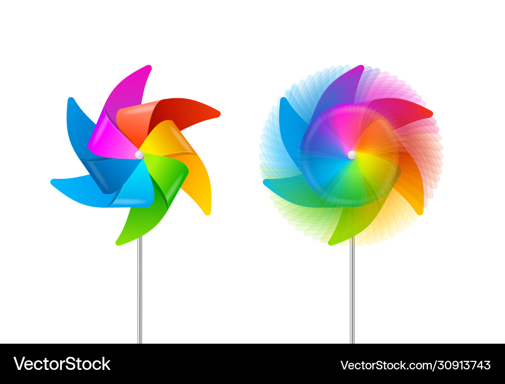 Realistic detailed 3d color windmill set Vector Image