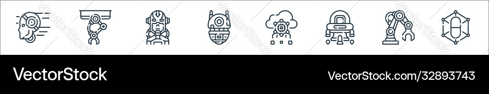 Robotics line icons linear set quality Robotics line icons linear set quality vector image
