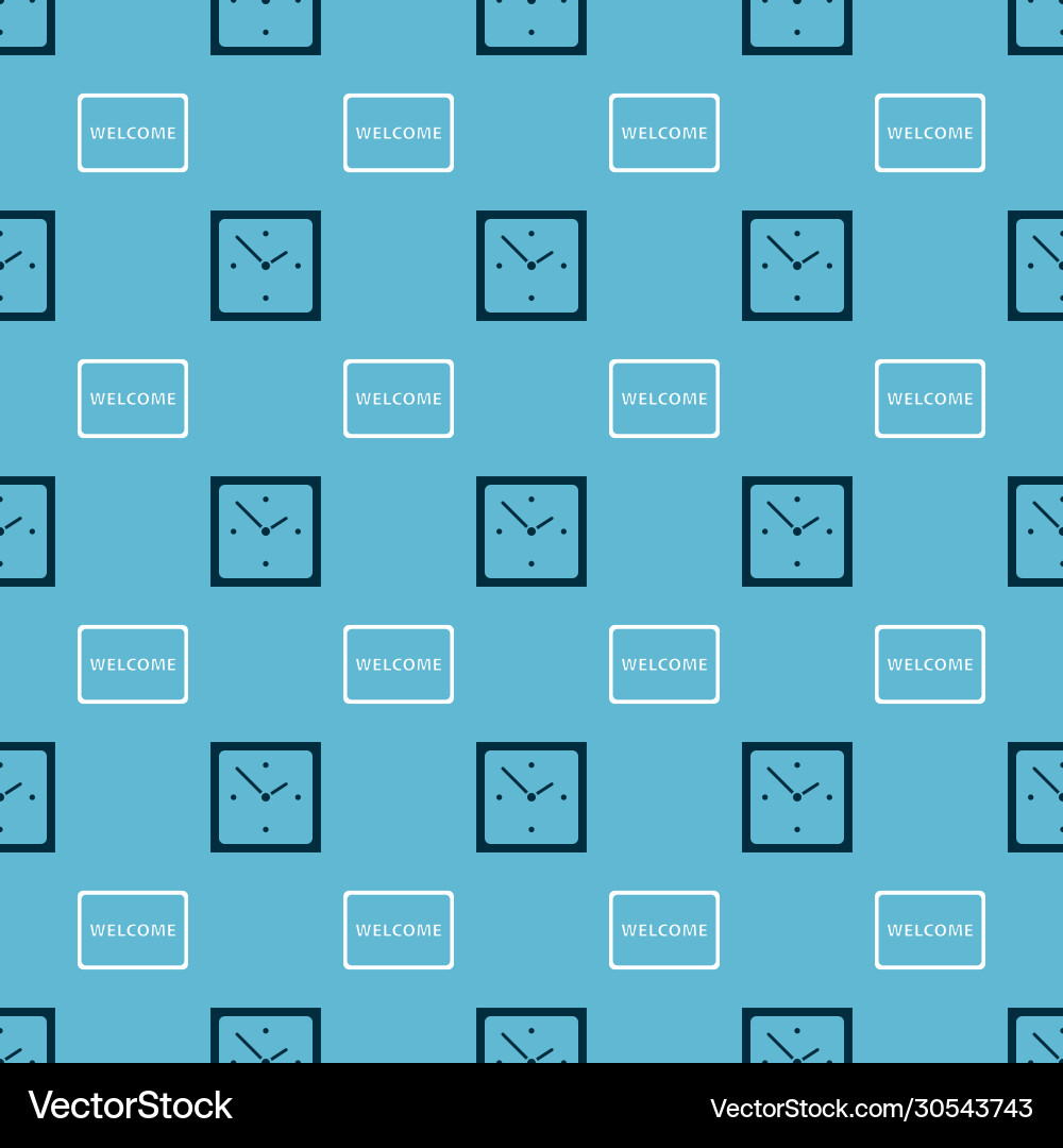 Set clock and doormat with text welcome Set clock and doormat with text welcome Vector Image