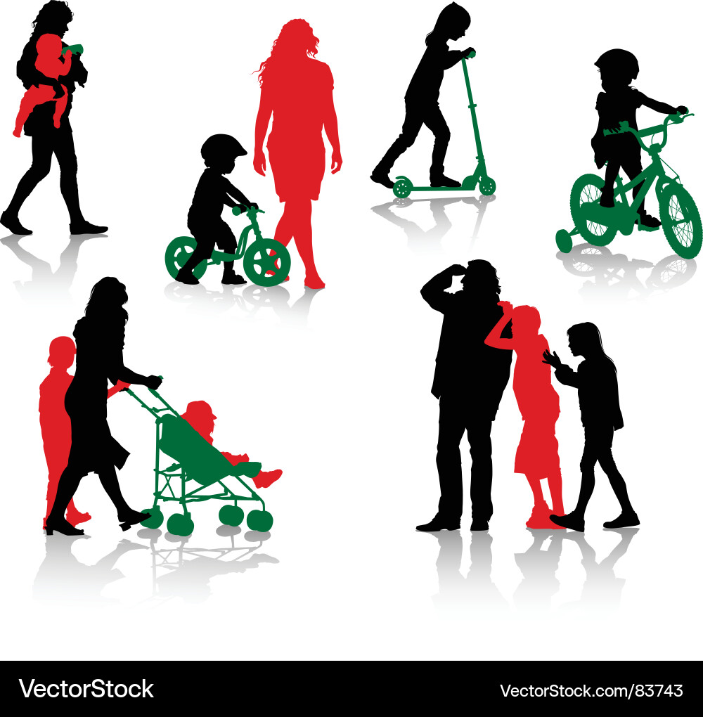Silhouetted Family Group vector image