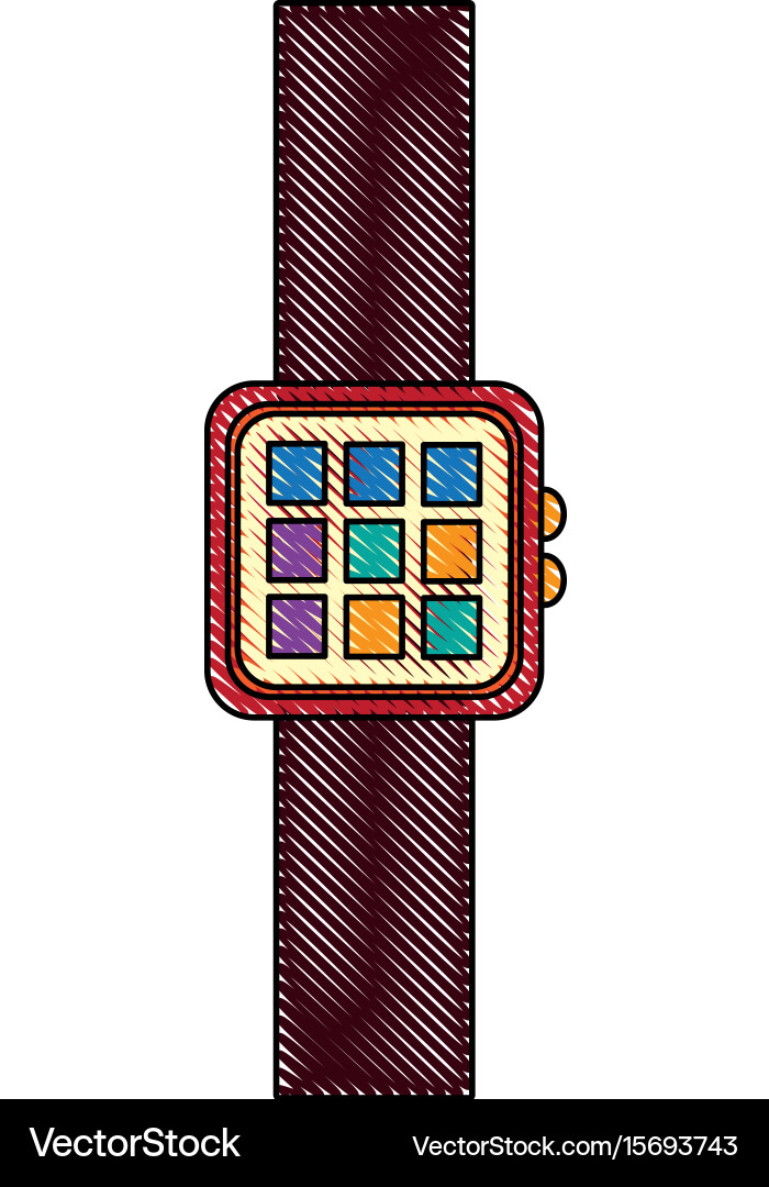 Smart watch device display with app technology Vector Image