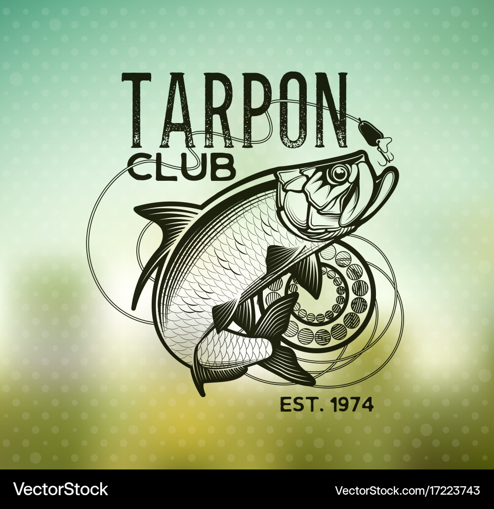 Tarpon Fishing Emblem Vector Image