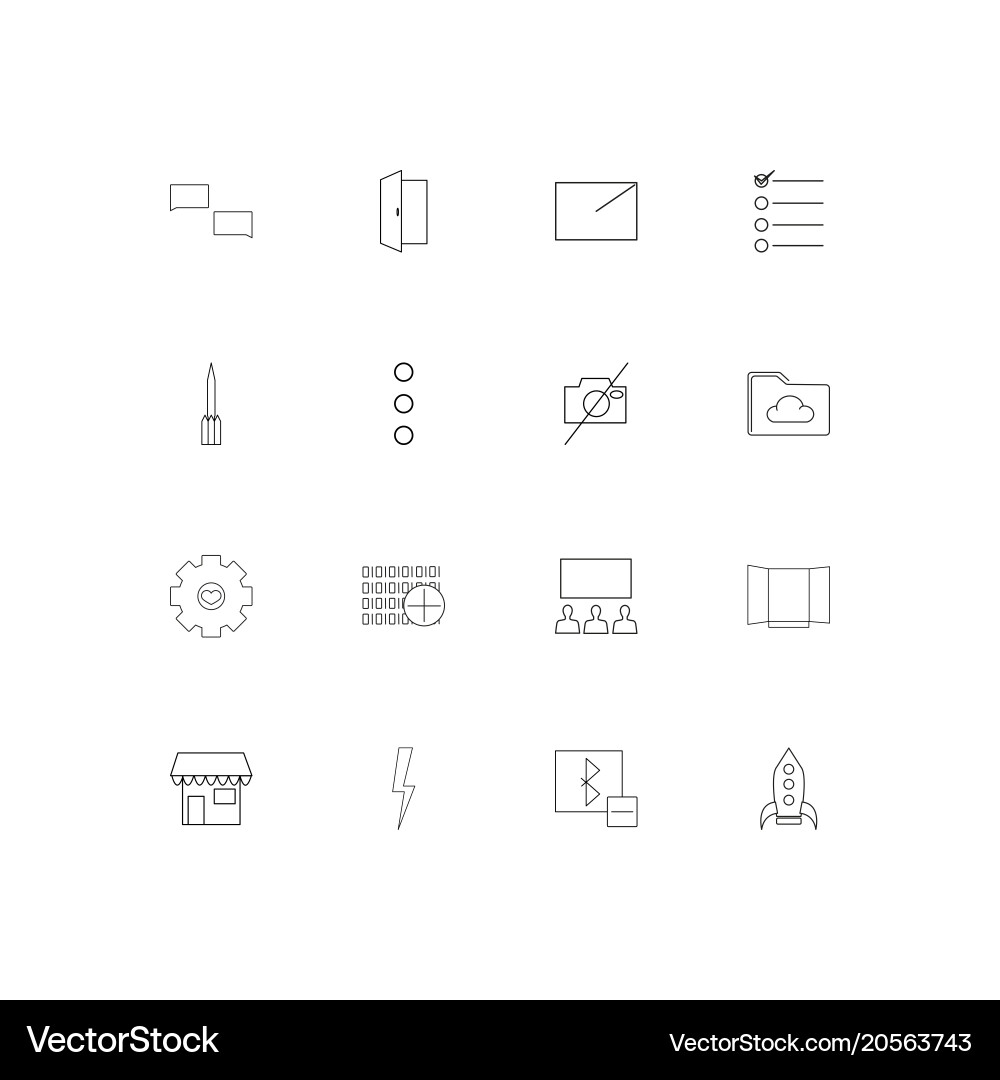 User interface simple linear icons set outlined vector image