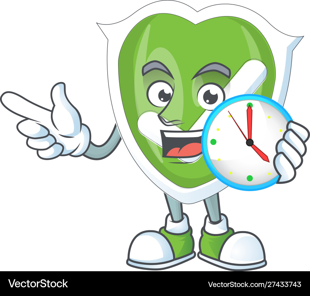 With clock checkmark shield character With clock checkmark shield character vector image