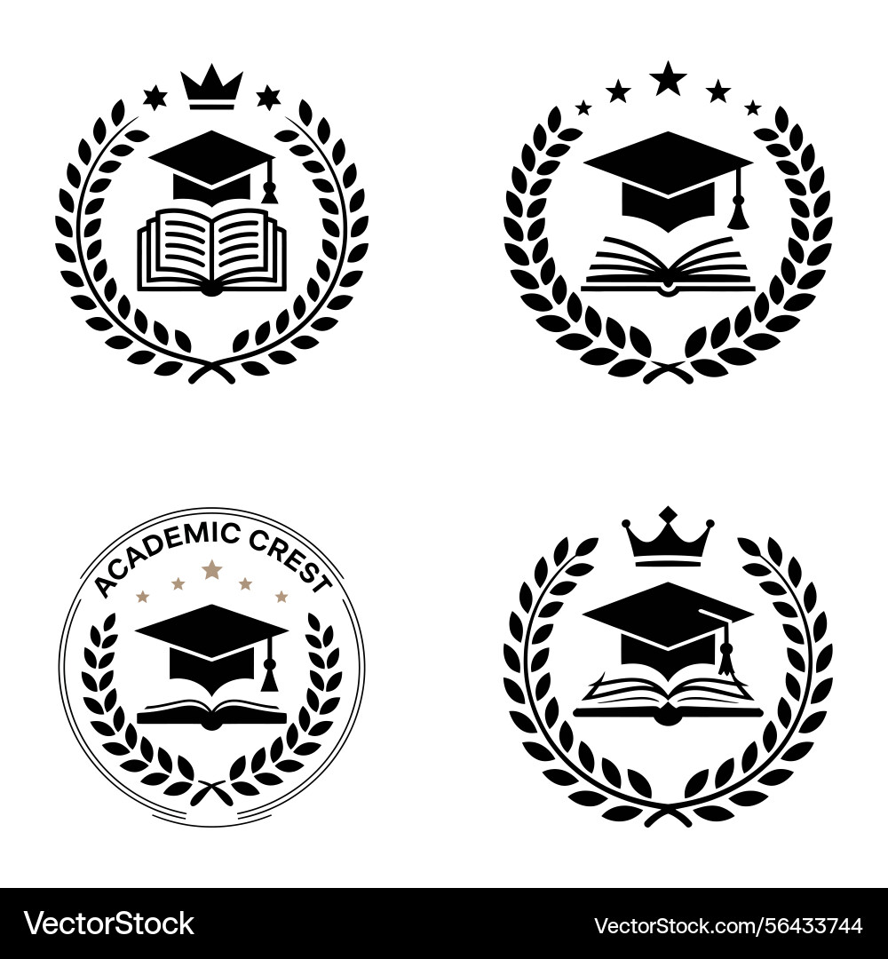 Academic emblem with graduation cap logo Vector Image