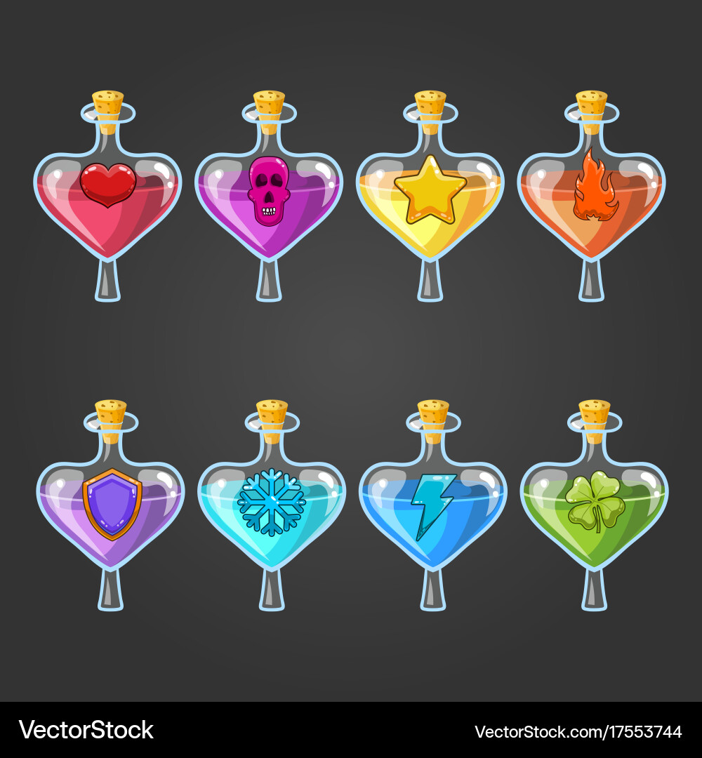 Big set with different magic elixir vector image