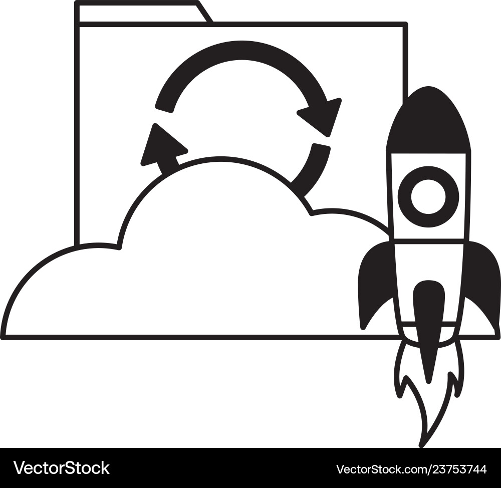 Cloud computing file data rocket Vector Image
