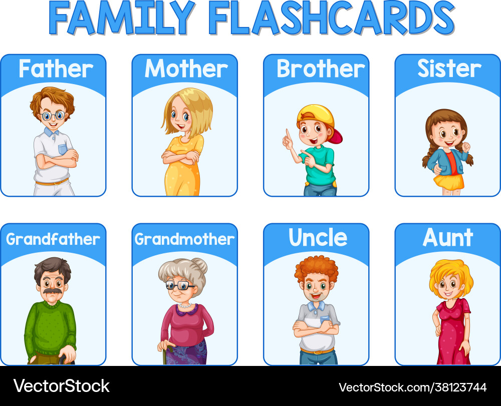 Educational english word card family members Educational english word card family members vector image