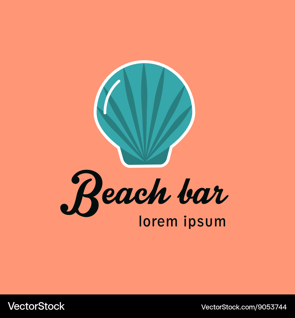 Flat logo with the image of a seashell vector image