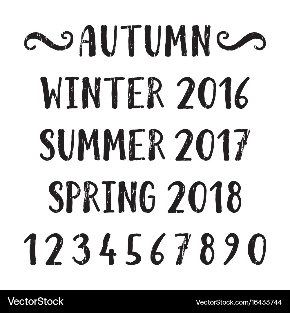 Four Seasons Lettering - Seasonal Words Vector Image
