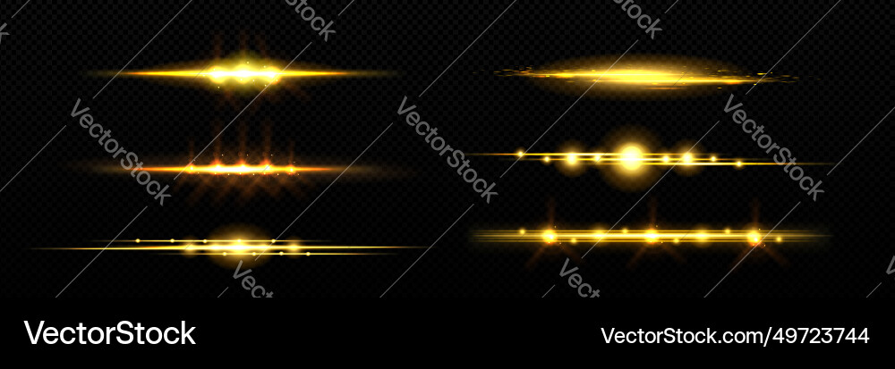 Horizontal golden light line with fade effect vector image