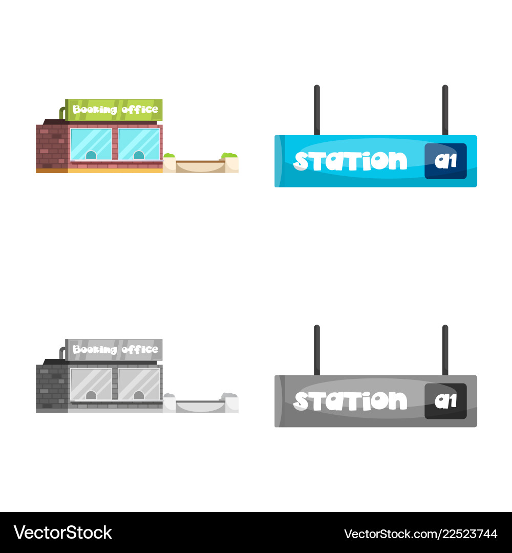 Isolated object of train and station icon set vector image