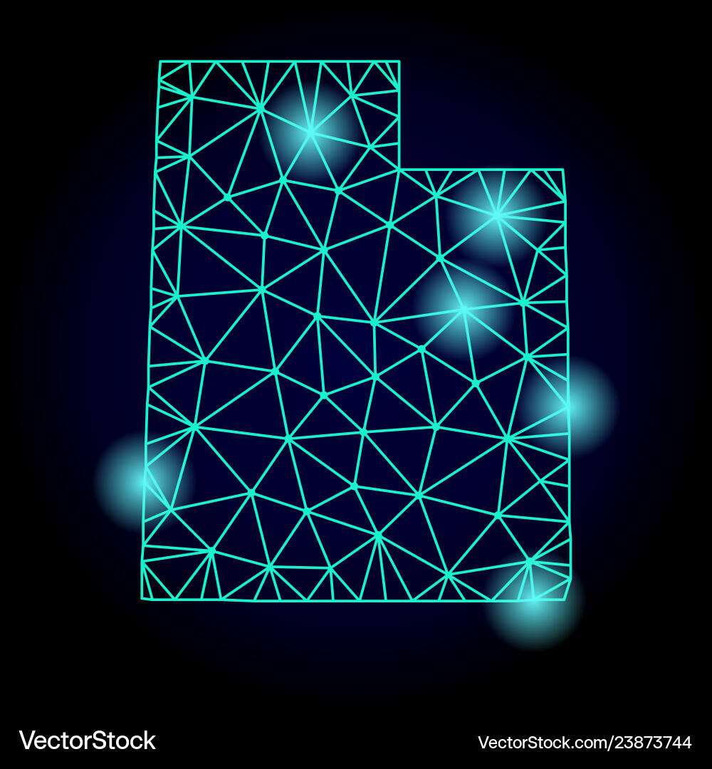 Polygonal network mesh map utah state Polygonal network mesh map utah state vector image
