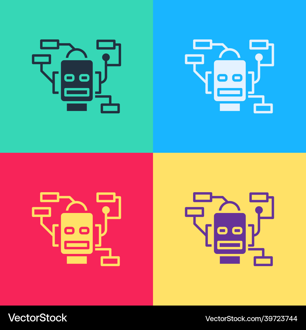Pop art robot icon isolated on color background Pop art robot icon isolated on color background vector image