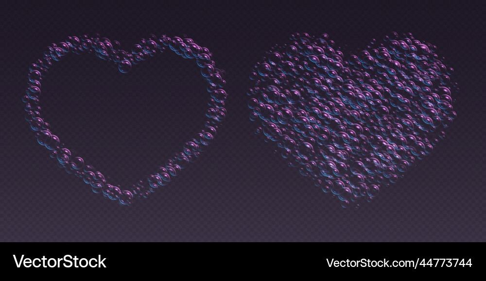 Realistic soap foam in heart shape iridescent Realistic soap foam in heart shape iridescent vector image