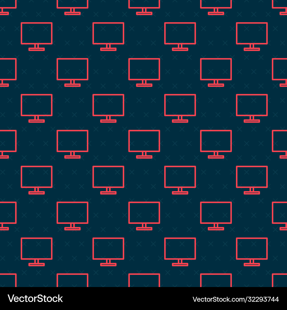 Red line computer monitor screen icon isolated Vector Image