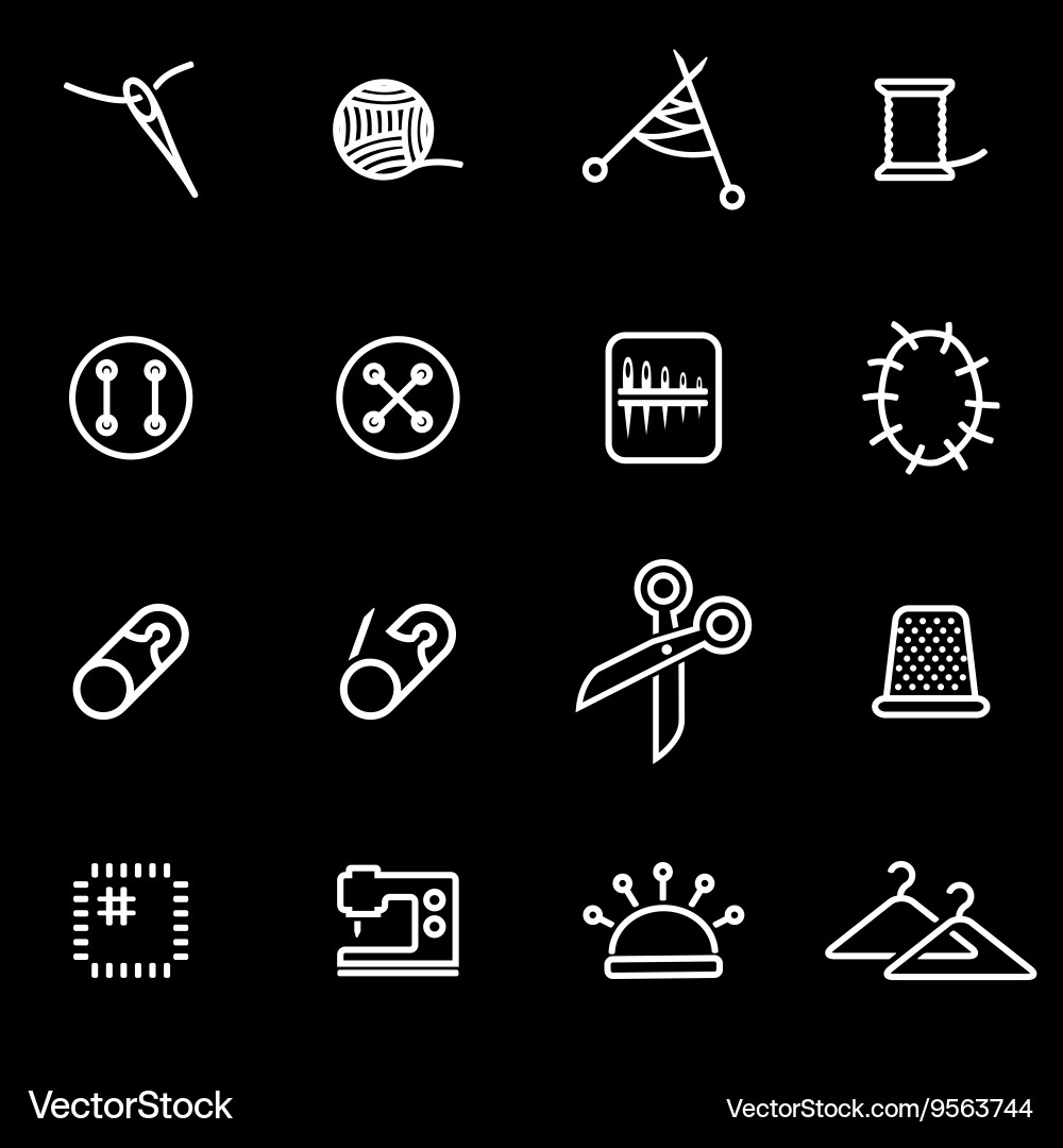 Sewing Icon Set - Line Style Vector Image