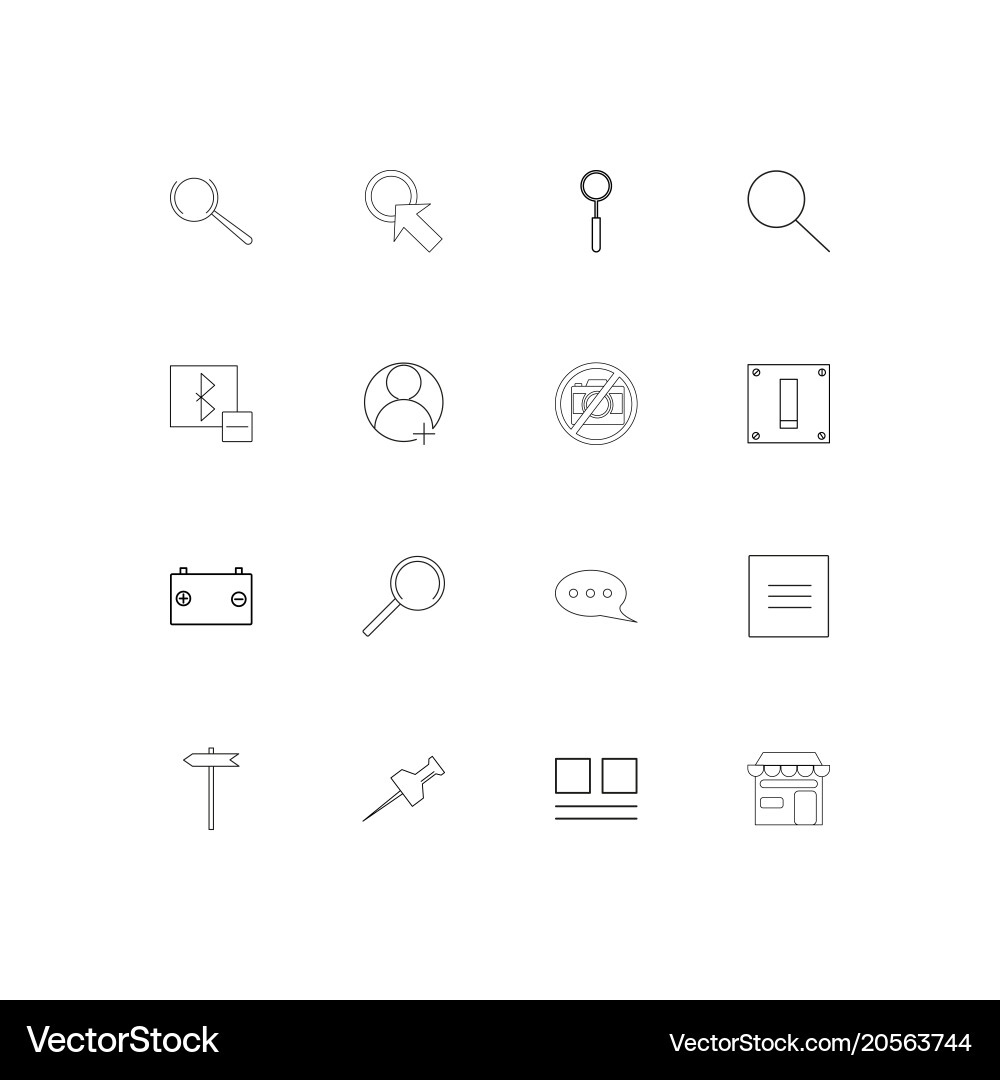 User interface simple linear icons set outlined vector image