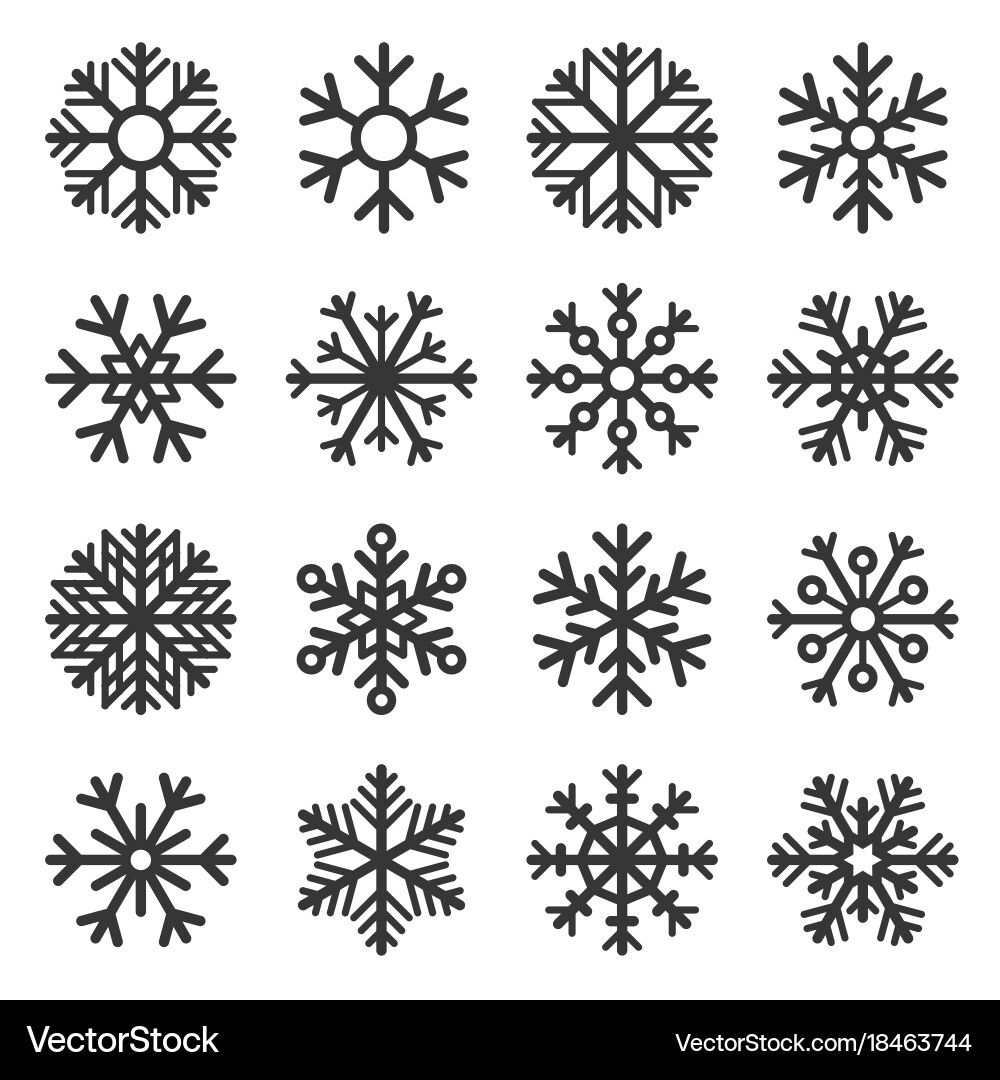 Winter Snowflake Icon Set vector image