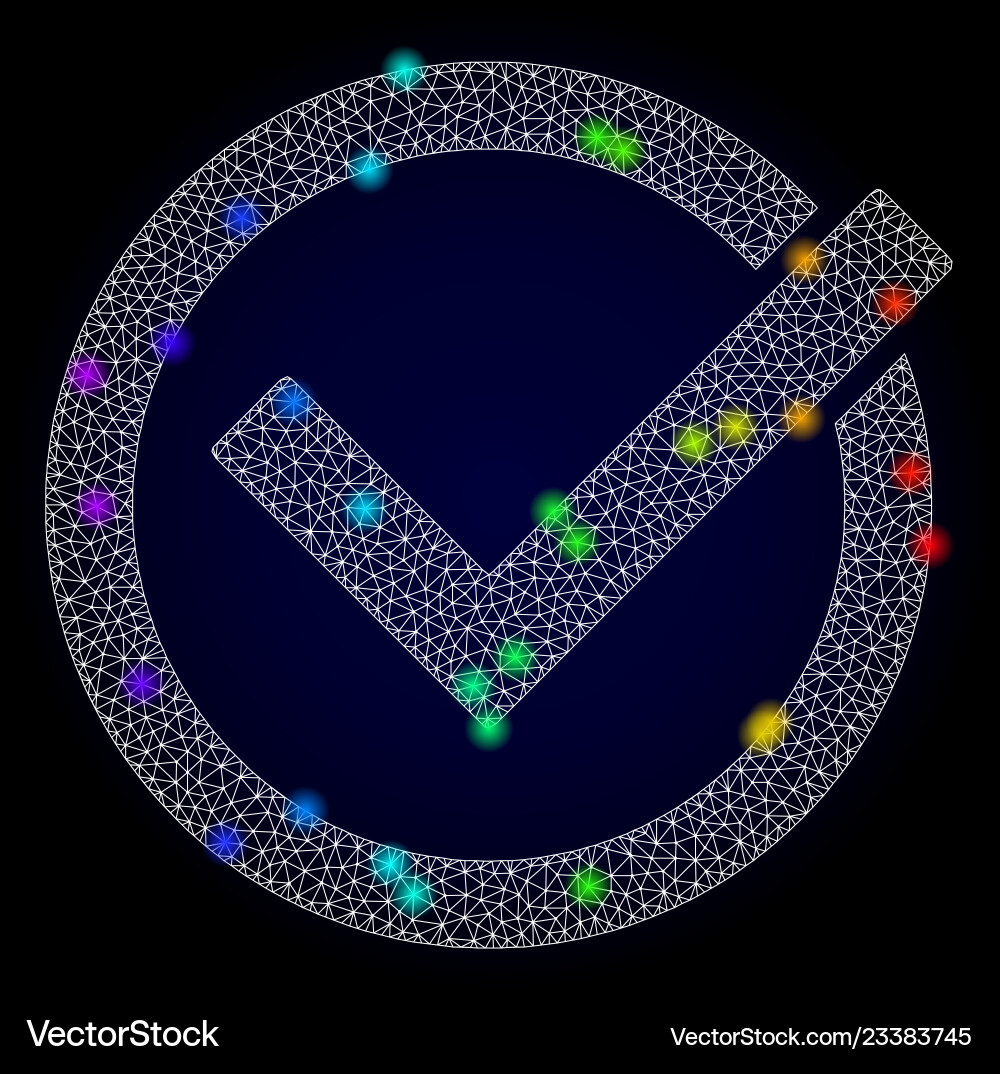 2d mesh accept tick with spectrum colored 2d mesh accept tick with spectrum colored Vector Image