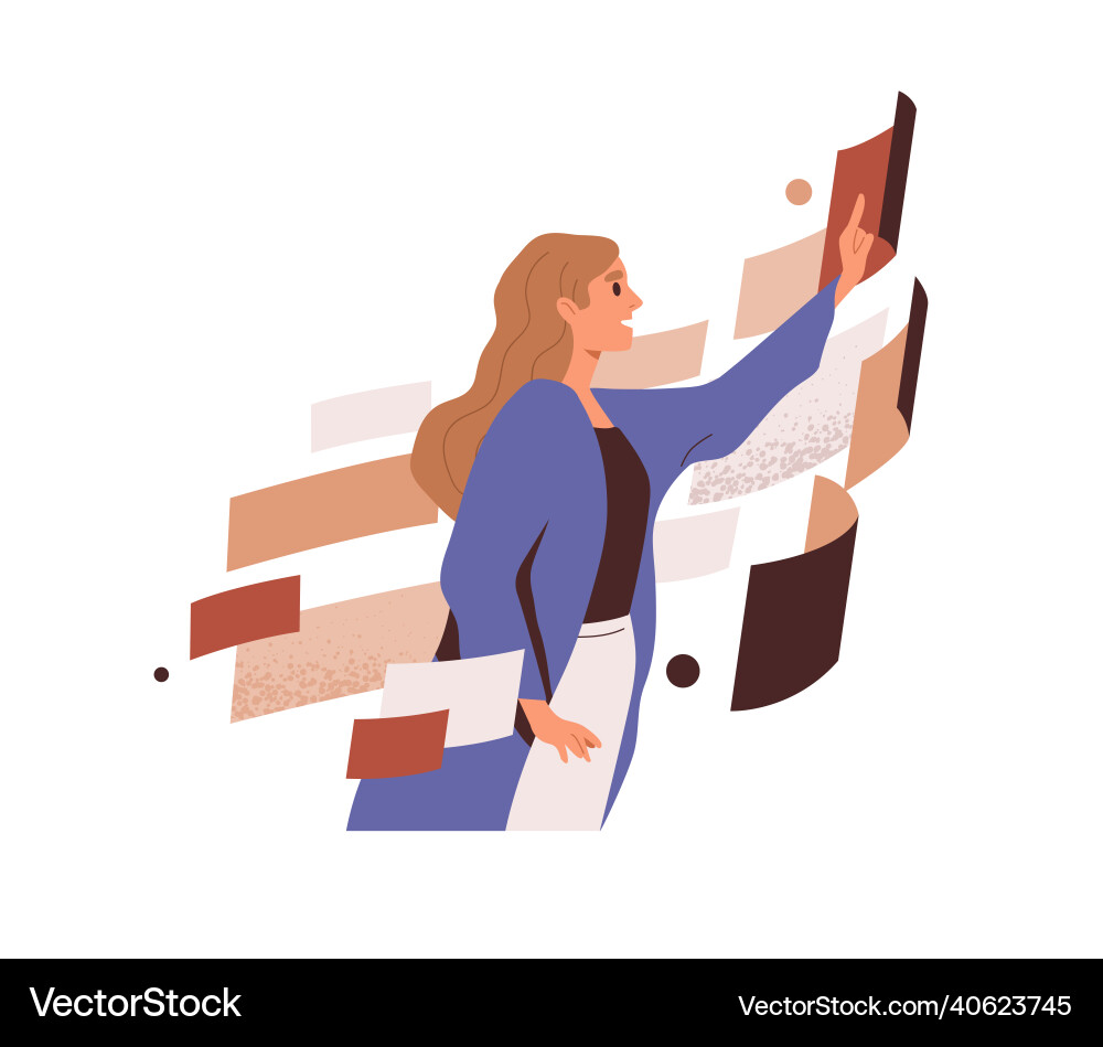 Abstract data analysis person work with systems Vector Image