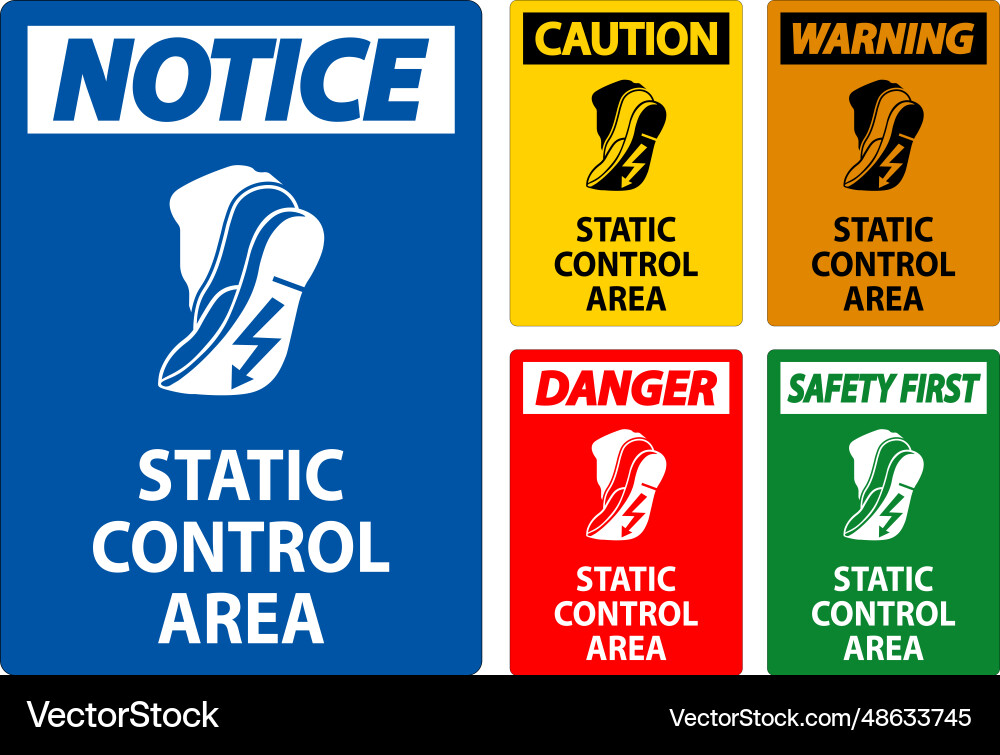 Caution sign static control area Caution sign static control area vector image