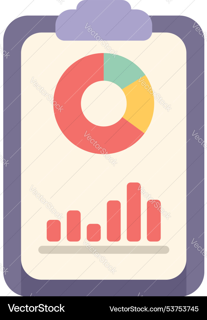 Clipboard showing charts representing data Clipboard showing charts representing data vector image